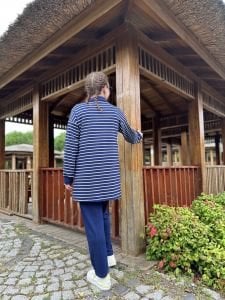 Çizgili yarım fermuarlı  takım Lacivert 4517