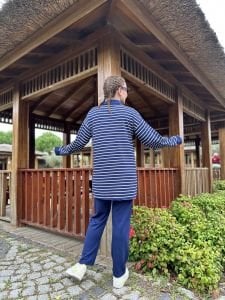 Çizgili yarım fermuarlı  takım Lacivert 4517