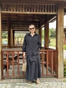 Tensel pamuk etekli Takım siyah