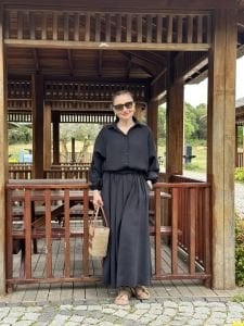 Tensel pamuk etekli Takım siyah