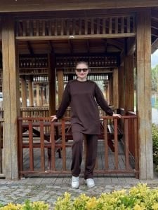 2258 Çift cepli Oysho takım Kahve