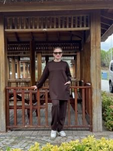 2258 Çift cepli Oysho takım Kahve