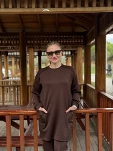 2258 Çift cepli Oysho takım Kahve