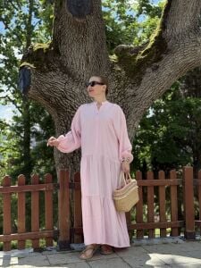 Polo tensel katleya elbise PEMBE