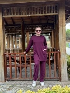 2258 Çift cepli Oysho takım mürdüm