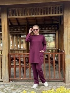 2258 Çift cepli Oysho takım mürdüm