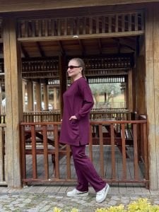 2258 Çift cepli Oysho takım mürdüm