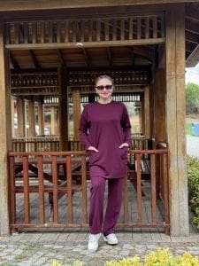 2258 Çift cepli Oysho takım mürdüm