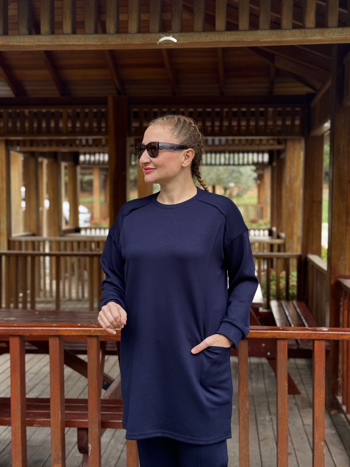 2258 Çift cepli Oysho takım Lacivert