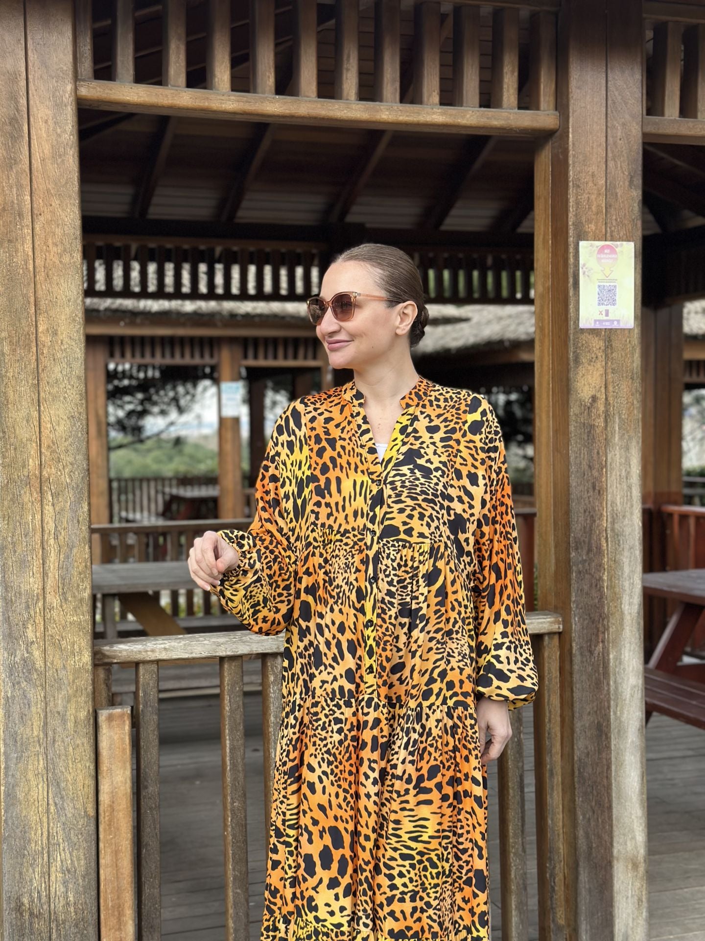 Viskon katleya elbise leopar safari