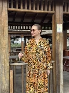 Viskon katleya elbise leopar safari