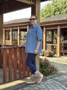 Orjinal kısa kol kot gömlek mavi