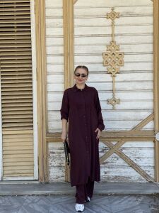 A.akay Premium Pamuk DORA Takım 6130 1 Beden - mürdüm