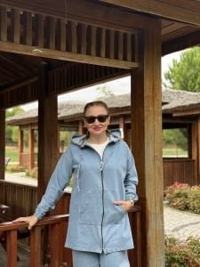 Tam fermuarlı kot takım Mavi