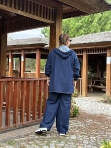 Tam fermuarlı kot takım Lacivert