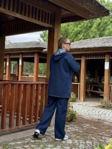 Tam fermuarlı kot takım Lacivert