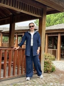 Tam fermuarlı kot takım Lacivert