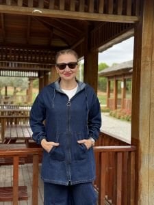 Tam fermuarlı kot takım Lacivert