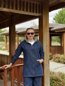 Tam fermuarlı kot takım Lacivert