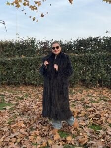 Premium astarlı uzun kürk Siyah