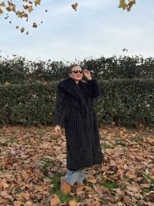 Premium astarlı uzun kürk Siyah