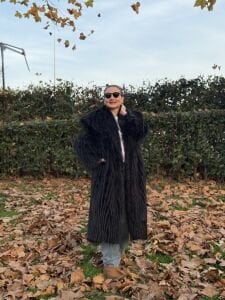 Premium astarlı uzun kürk Siyah