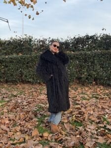 Premium astarlı uzun kürk Siyah