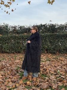 Premium astarlı uzun kürk Siyah