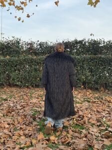 Premium astarlı uzun kürk Siyah