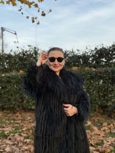 Premium astarlı uzun kürk Siyah