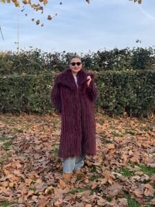 Premium astarlı uzun kürk bordo