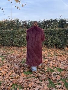 Premium astarlı uzun kürk bordo