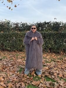 Premium astarlı uzun kürk antrasit