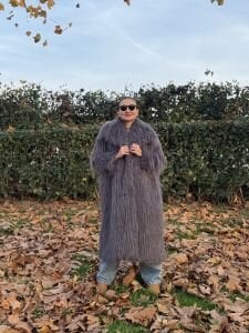 Premium astarlı uzun kürk antrasit