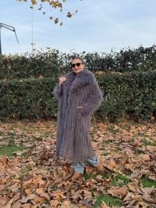 Premium astarlı uzun kürk antrasit