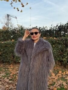 Premium astarlı uzun kürk antrasit