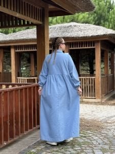 Liya fermuarlı kot elbise Mavi