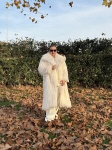 Premium astarlı uzun kürk Beyaz