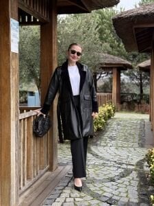 Premium ithal kürk detaylı Deri ceket