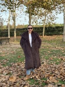 Premium astarlı uzun kürk Acı kahve