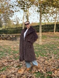 Premium astarlı uzun kürk Acı kahve