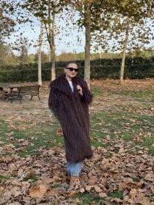 Premium astarlı uzun kürk Acı kahve