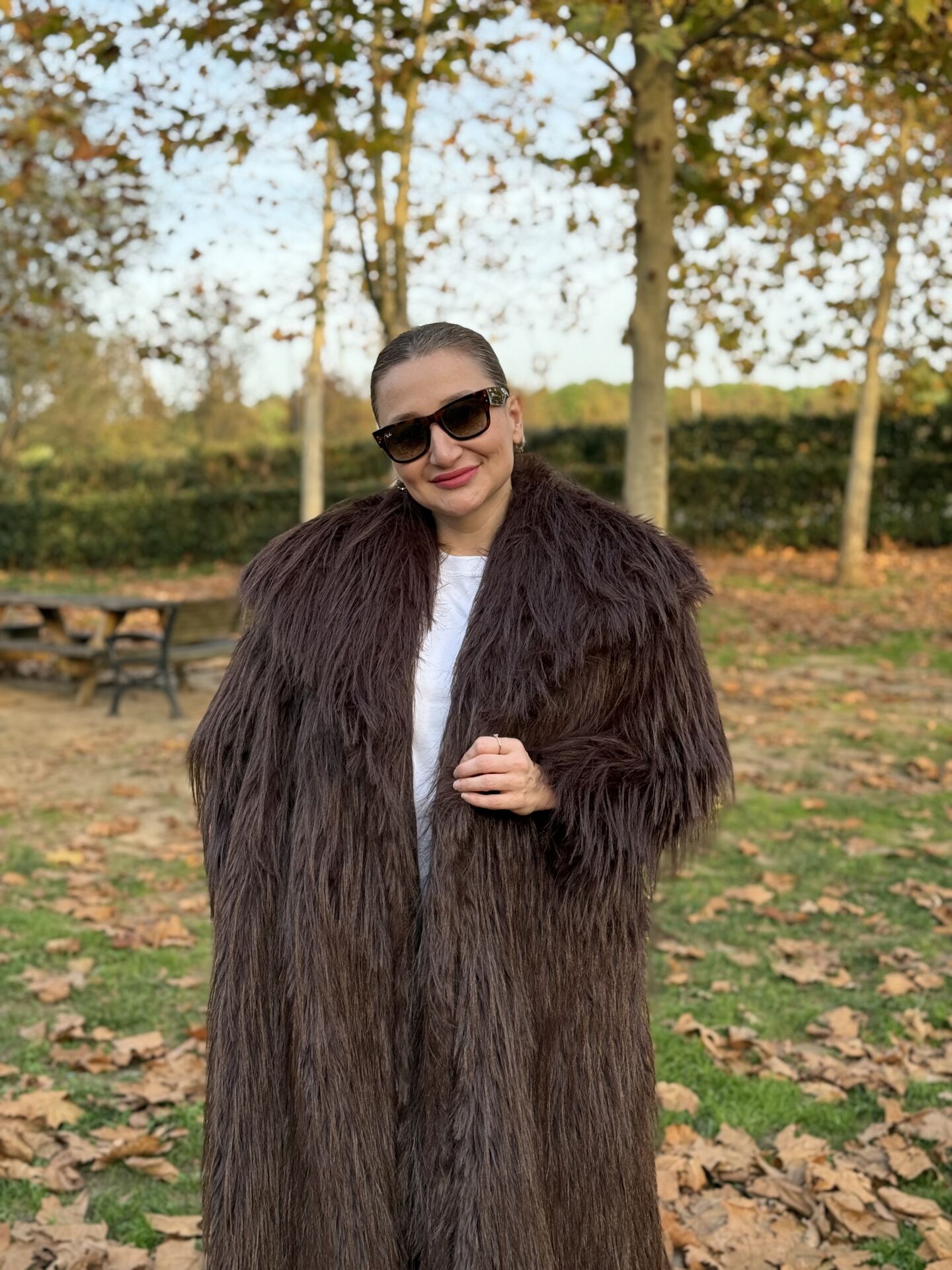 Premium astarlı uzun kürk Acı kahve