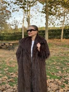 Premium astarlı uzun kürk Acı kahve