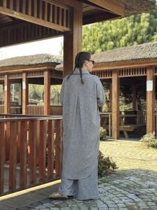 Pamuk-Keten oversize Takım Gri