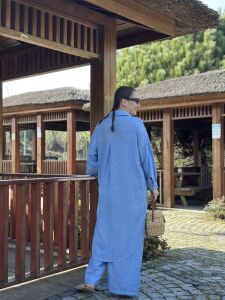 Pamuk-Keten oversize Takım MAVİ