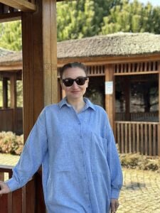 Pamuk-Keten oversize Takım MAVİ