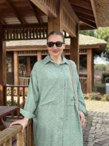 Pamuk-Keten oversize Takım Mint yeşil