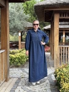 Liya fermuarlı kot elbise lacivert