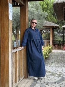 Liya fermuarlı kot elbise lacivert